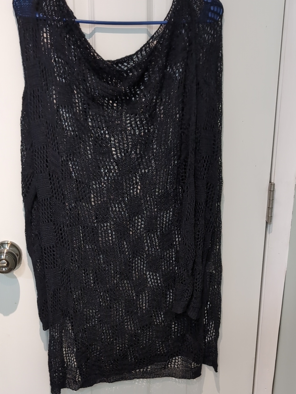 Black Open-Knit Women's Coverup
